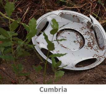 Hubcap lost to a pothole in Cumbria