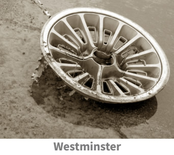 Hubcap lost to a pothole in Westminster